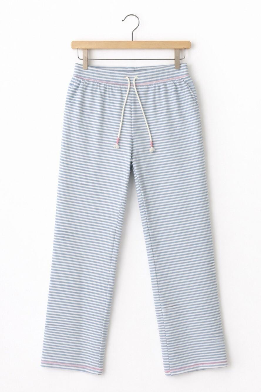 PJ Salvage Lounge Pants Womens Large Blue Ivory Stripe Drawstring NWT